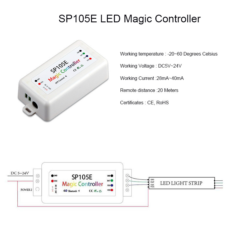 SP108E wifi WS2811 WS2812B Led glazbeni kontroler SP107E SK6812 SP105E Bluetooth APA102 SP110E WS2801 Pixels Led traka DC5-24V