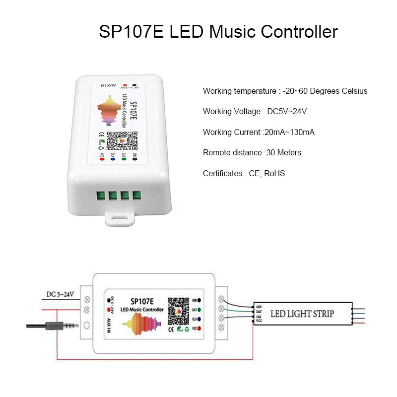 SP108E wifi WS2811 WS2812B Led glazbeni kontroler SP107E SK6812 SP105E Bluetooth APA102 SP110E WS2801 Pixels Led traka DC5-24V
