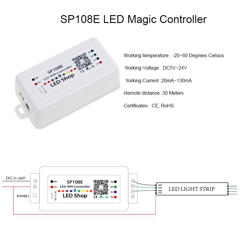 SP108E wifi WS2811 WS2812B Led glazbeni kontroler SP107E SK6812 SP105E Bluetooth APA102 SP110E WS2801 Pixels Led traka DC5-24V
