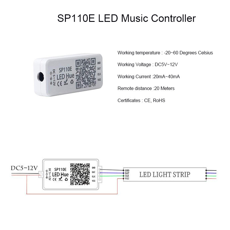 SP108E wifi WS2811 WS2812B Led glazbeni kontroler SP107E SK6812 SP105E Bluetooth APA102 SP110E WS2801 Pixels Led traka DC5-24V