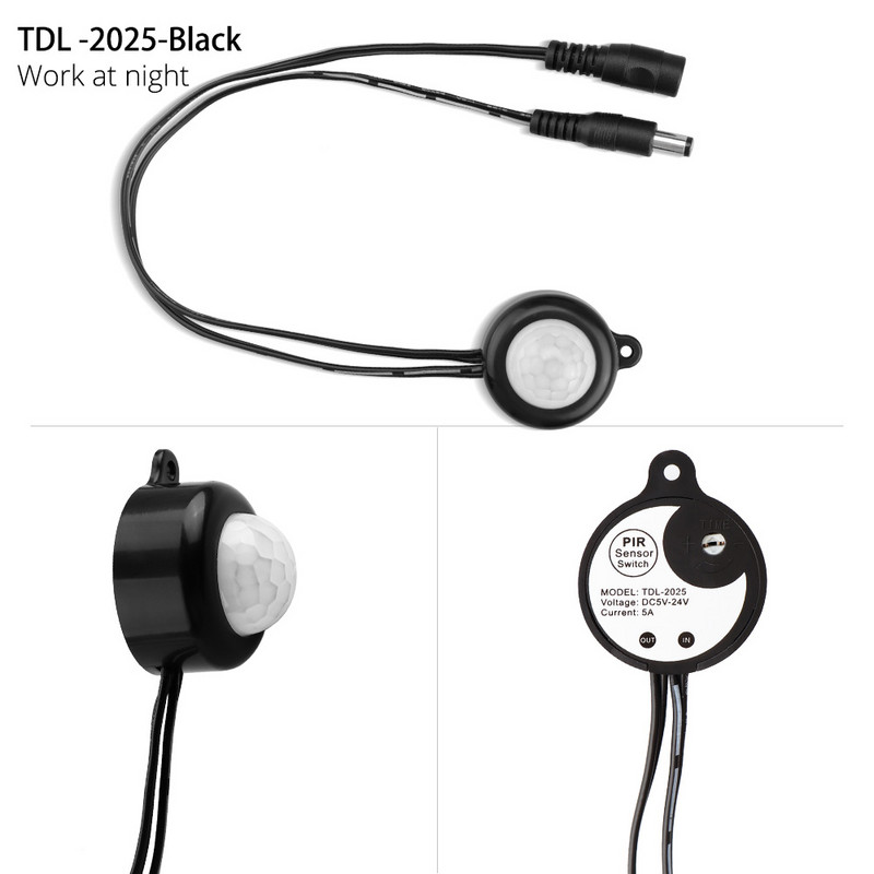PIR judesio jutiklio šviesos jungiklis jautrus detektorius LED valdiklis DC 5-12V automatinis infraraudonųjų spindulių judesio jutiklis skirtas LED juostinei šviesai