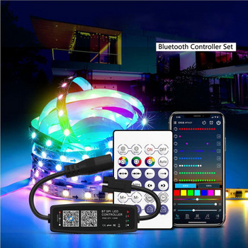 WS2812B SK6812 WS2811 Адресируема LED лента контролер за осветление Bluetooth музика с микрофон дистанционно приложение за стая на открито DC5-24V