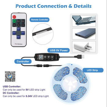 Μονόχρωμο LED Strip Light Controller Bluetooth APP Κουμπί Τηλεχειριστήριο για 5050 2835 SMD COB Tape Light DC5-24V BT Dimmer