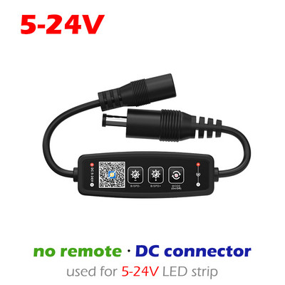 Vienkrāsains LED sloksnes gaismas kontrolieris Bluetooth APP pogas tālvadības pults 5050 2835 SMD COB lentes apgaismojumam DC5-24V BT reostatam