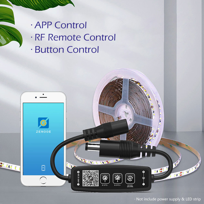 Vienkrāsains LED sloksnes gaismas kontrolieris Bluetooth APP pogas tālvadības pults 5050 2835 SMD COB lentes apgaismojumam DC5-24V BT reostatam