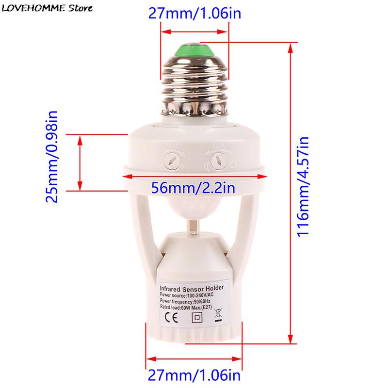 Priză 100-240V Convertor E27 PIR Senzor de mișcare Baza lămpii Adaptor comutator inteligent pentru garaj Subsol Verandă Depozitare