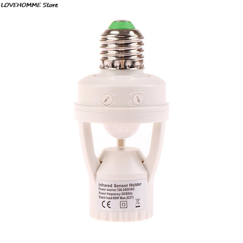 Priză 100-240V Convertor E27 PIR Senzor de mișcare Baza lămpii Adaptor comutator inteligent pentru garaj Subsol Verandă Depozitare