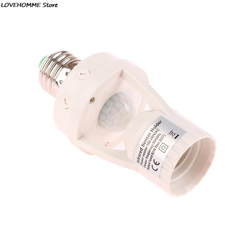 Priză 100-240V Convertor E27 PIR Senzor de mișcare Baza lămpii Adaptor comutator inteligent pentru garaj Subsol Verandă Depozitare