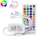 DC 12V 24V LED RGB muzikos valdiklis su 40 klavišų IR nuotolinio valdymo pulteliu, skirtas 4 kontaktų RGB SMD COB 2835 3528 5050 LED juostiniam apšvietimui