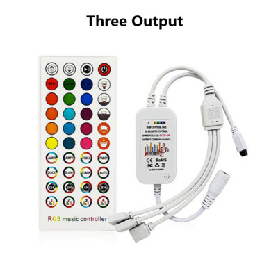 DC 12V 24V LED RGB muzikos valdiklis su 40 klavišų IR nuotolinio valdymo pulteliu, skirtas 4 kontaktų RGB SMD COB 2835 3528 5050 LED juostiniam apšvietimui