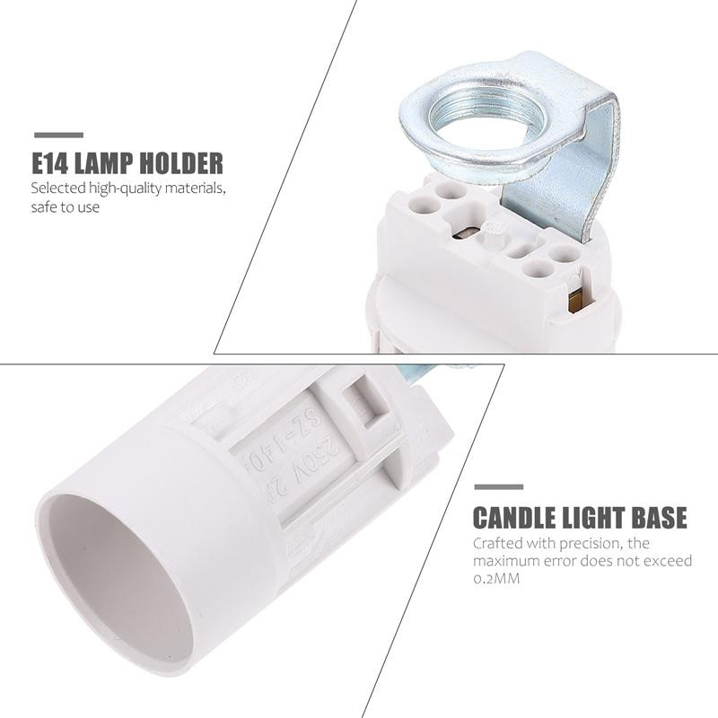 10 gab E14 kronšteina lampas turētājs LED E14 sveču gaismas bāzes kristāla lampas turētājs