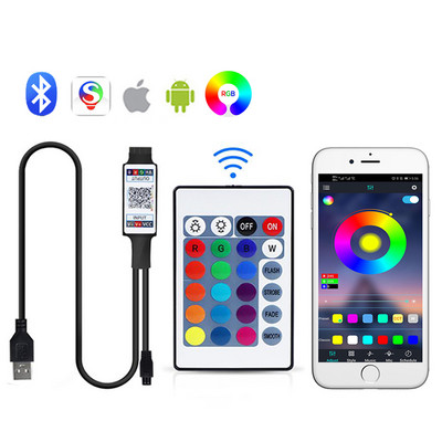 DuoCo Strip Bluetooth 24Key Rgb Controller Smart Control Rgb Led Tape 5050 2835 Neon Strips 5V 12V Led Lights Straps Usb