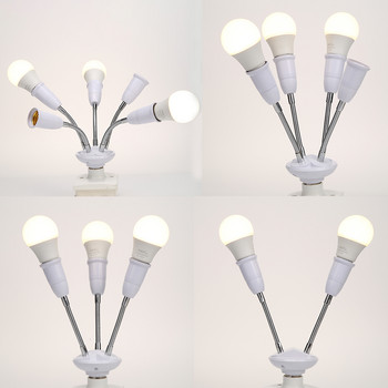 Universal E27 Lamp Base 85-285V Adjustable Tube LED Light Bulb Extension Lamp Holder 2/3/4/5 Head Adapter Conversion Socket