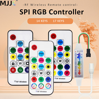 USB RGB LED vezérlő 2048 pixel fény, címezhető DC5-24V 14 gombos 17 gombos SPI RGBW zene RF vezeték nélküli távirányító Magic Color