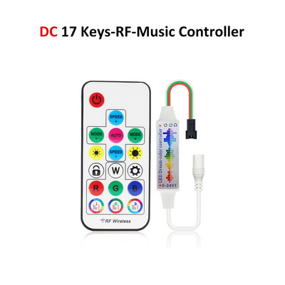 USB RGB LED Controller 2048 Pixel Light Addressable DC5-24V 14 key 17key SPI RGBW Music RF Wireless Remote Control Magic Color