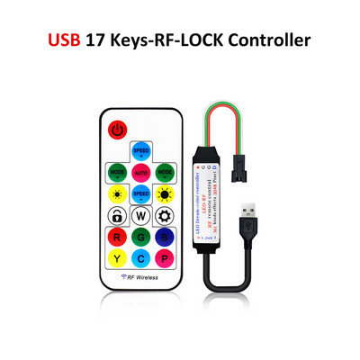USB RGB LED Controller 2048 Pixel Light Addressable DC5-24V 14 key 17key SPI RGBW Music RF Wireless Remote Control Magic Color