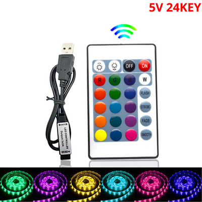 Telecomandă 5-24V USB IR 24 taste fără fir pentru 2835 5050 lumini RGB LED bandă acasă bucătărie living dormitor vacanță