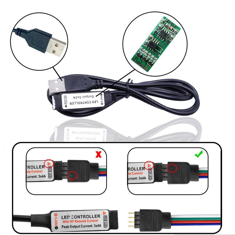 Telecomandă 5-24V USB IR 24 taste fără fir pentru 2835 5050 lumini RGB LED bandă acasă bucătărie living dormitor vacanță