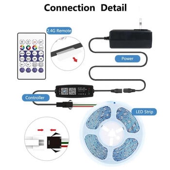 WS2812B LED Controller Bluetooth--συμβατή Μουσική για SK6812 WS2811 WS2812 Pixel LED Strip Light APP 28Keys Remote DC5-24V