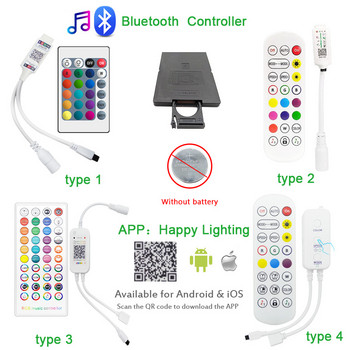 LED IR 24 клавиша 44 клавиша Контролер Bluetooth музикален светодиоден контролер Димер LED светлини IR дистанционно DC12V за RGB коледна LED лента