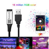 Juoda USB jungtis išmanusis RGB Bluetooth laikmatis, skirtas 5V 3528 5050 RGB juostelės LED valdiklis kelių spalvų pakaitinis televizoriaus apšvietimas
