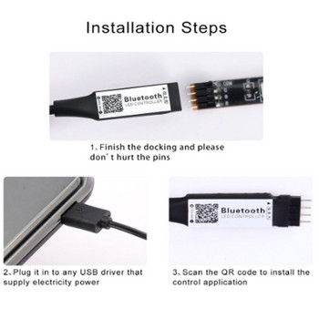 Μαύρη υποδοχή USB έξυπνος χρονοδιακόπτης Bluetooth RGB για 5V 3528 5050 RGB λωρίδα LED ελεγκτής πολυχρωμίας αντικατάστασης οπίσθιου φωτισμού τηλεόρασης