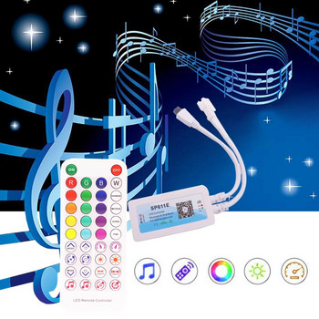 SP611E Интелигентен RGB контролер Bluetooth музикално приложение IR38 Ключ Дистанционно управление За WS2811/2812B Адресируема LED RGB лента DC5V-24V