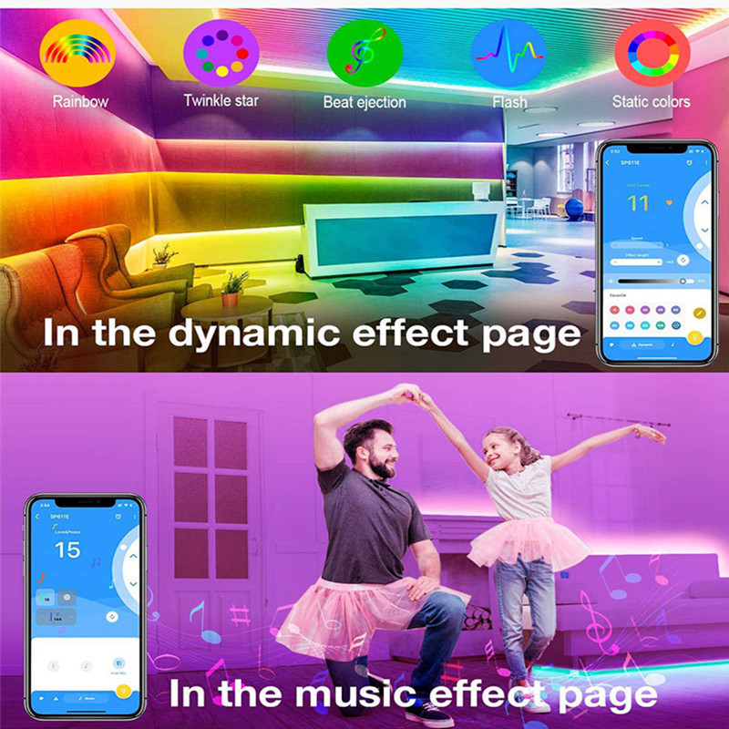 SP611E nutikas RGB-kontroller Bluetoothi muusikarakendus IR38 võti Kaugjuhtimispult WS2811/2812B jaoks Adresseeritav LED RGB lindiriba DC5V-24V