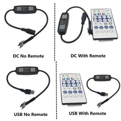 DC USB Bluetooth Pixel Controller 5V 12V 24V WS2811 WS2812B SK6812 SM16703 1903 RGB LED Strip Τηλεχειριστήριο BT SPI Music MIC