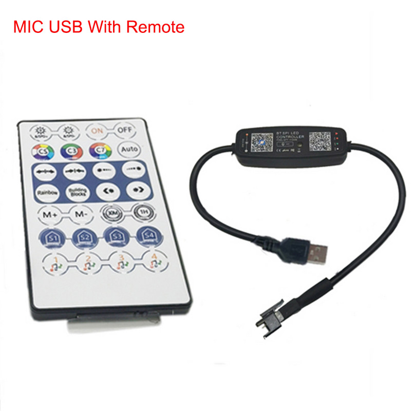DC USB Bluetoothi pikslikontroller 5 V 12 V 24 V WS2811 WS2812B SK6812 SM16703 1903 RGB LED riba BT SPI muusika mikrofoni kaugjuhtimispult