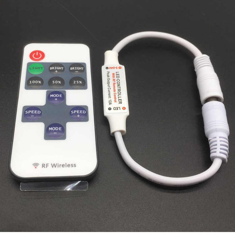 LED juostos valdiklis DC 12 24 V DC laidų jungtis 11 klavišų RF belaidis valdiklis RGB vienos spalvos LED juostos nuotolinio valdymo pultui