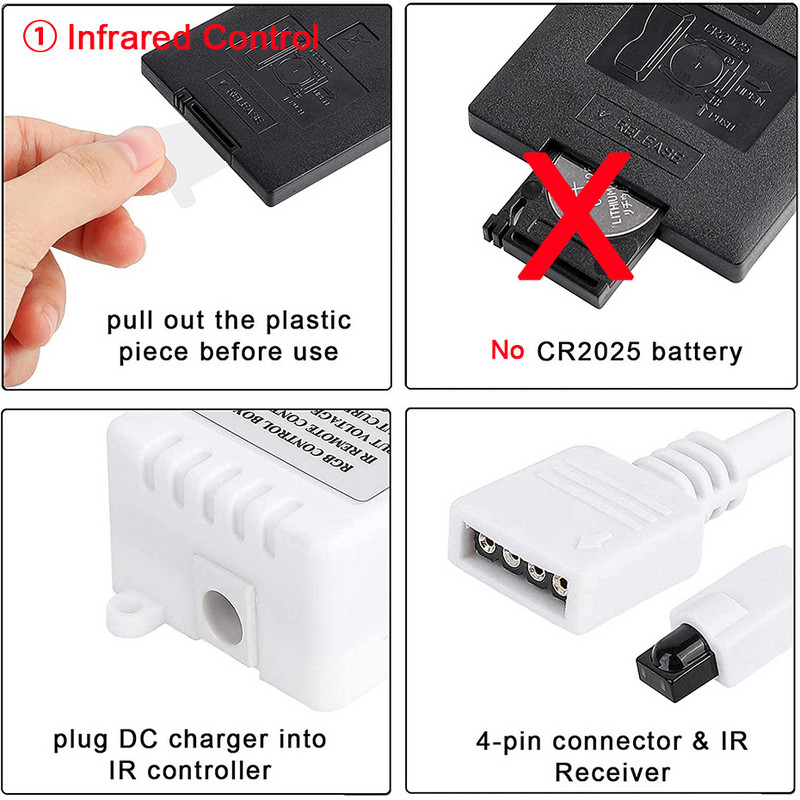LED Strip Light RGB Controller 4 Pin Smart Controller Strip Light 5-24V IR /Bluetooth/WiFi Control for 5050 RGB Strip