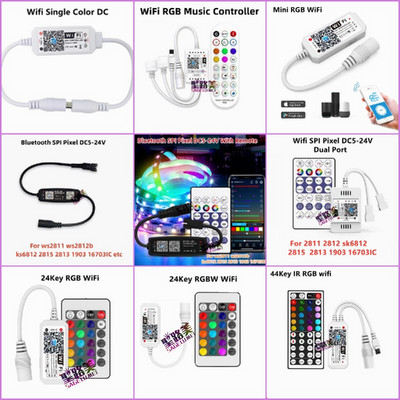 Magic Home Mini RGB RGBW RGBCCT WiFi vezérlő DC5-24V 2812 2811 RGB LED szalagos fényidőzítés 16 millió szín okostelefonos vezérlés