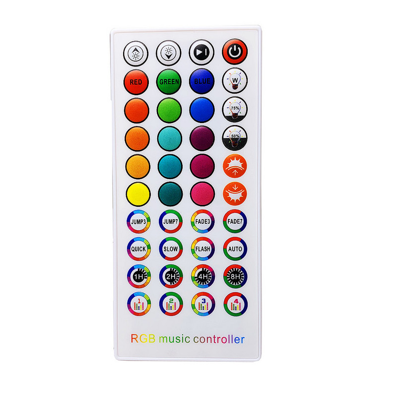 Музикален RGB контролер DC 12V 24V 40 клавиша IR дистанционно управление с микрофон Гласов звуков сензор Контрол на времето за 2835 5050 SMD COB LED лента