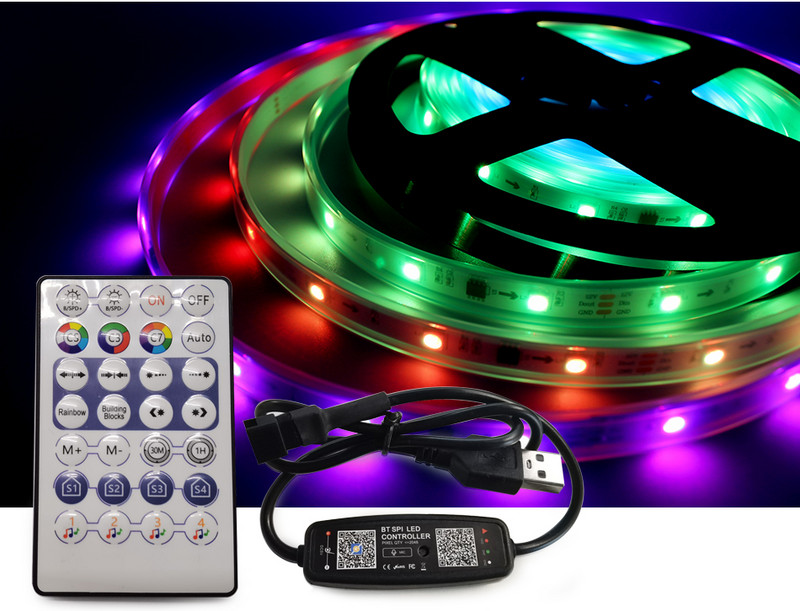 WS2812B LED-kontroller Bluetoothiga ühilduv muusika seadmele SK6812 WS2811 WS2812 piksliga LED-ribavalgusti APP 28 klahviga kaugjuhtimispult DC5-24V
