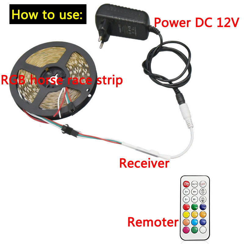 LED RGB конни надбягвания Дистанционно управление и приемник Течаща вода Осветление дистанционно Модул RF DC 12V 5V 24V за RGB лентови светлини