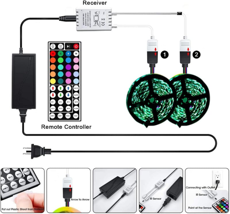 Cutie de control al luminii controler led IR RGB cu 44 de taste pc 12V pentru bandă LED SMD5050/2835 pentru casă inteligentă Dimmer fără fir de la distanță