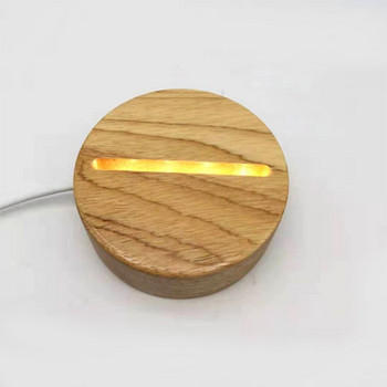 Ръчно изработена дървена правоъгълна кръгла овална форма LED дисплей Основа от смола Art Ornament Дървена нощна осветена основна стойка Занаяти K0V