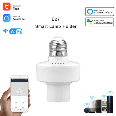 Tuya WiFi Smart Bulb Socket Adapter AC85-250V E27 LED lámpatartó Smart Life App Control Fúvóka Munka az Alexa Google Home segítségével