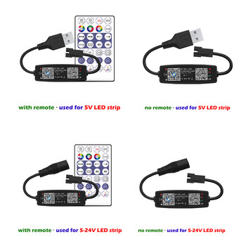 WS2812B IC RGB Controller Bluetooth Control για Pixel LED Strip Light WS2811 WS2812 5,5*2,1mm 5525 USB 5V DC12V Τηλεχειριστήριο