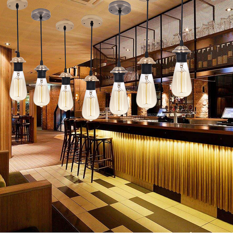 AC 220V Vintage Λαμπτήρας Edison Βάση E27 Socket Λαμπτήρας οροφής Κρεμαστό φωτιστικό για ρετρό πυρακτωμένη διακόσμηση σπιτιού