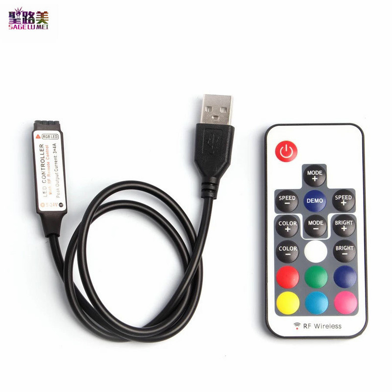 5V 12V 24 V Volt USB IR RF Remote RGB Controller 3 17 24 44 Key Remote Wireless For 3528 2835 5050 LED Strip Lights Tape Κορδέλα