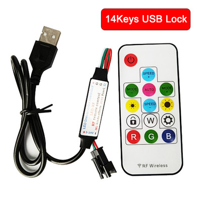 DC5V 17 klahviga muusika 14/21 klahviga USB-kontroller Mini RF nutikas vastuvõtja 3 kontaktiga 5050 RGB individuaalselt adresseeritavale LED-ribavalgustile