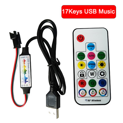 DC5V 17 klahviga muusika 14/21 klahviga USB-kontroller Mini RF nutikas vastuvõtja 3 kontaktiga 5050 RGB individuaalselt adresseeritavale LED-ribavalgustile
