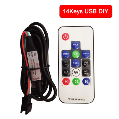 DC5V 17 klahviga muusika 14/21 klahviga USB-kontroller Mini RF nutikas vastuvõtja 3 kontaktiga 5050 RGB individuaalselt adresseeritavale LED-ribavalgustile
