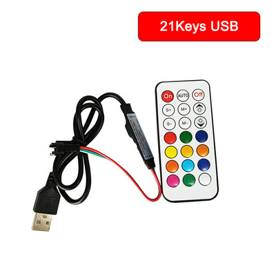 DC5V 17 klahviga muusika 14/21 klahviga USB-kontroller Mini RF nutikas vastuvõtja 3 kontaktiga 5050 RGB individuaalselt adresseeritavale LED-ribavalgustile