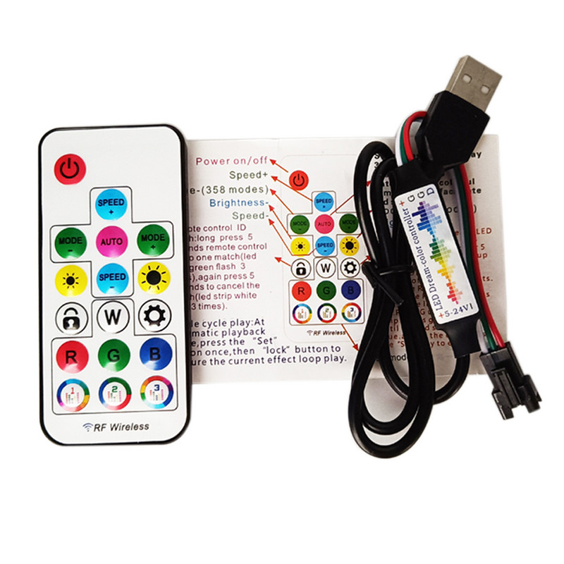 DC5V 17 klahviga muusika 14/21 klahviga USB-kontroller Mini RF nutikas vastuvõtja 3 kontaktiga 5050 RGB individuaalselt adresseeritavale LED-ribavalgustile