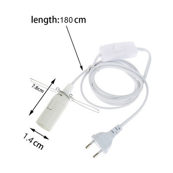1,8 м захранващ кабел Кабел E14 E27 Цокъл за лампа с превключвател за висяща LED крушка Държач за окачване EU Plug