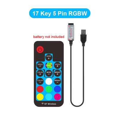 USB LED valdiklis Mini 3 Key RF 17 Key Music 20 Key IR 24 Key, Bluetooth APP valdymas, RGBW 17 Key RGB LED juostos šviesos spalvos keitimas