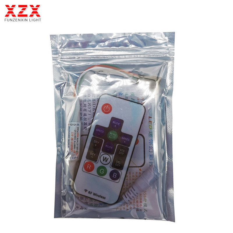 DC5V -24V Mini RGB juhtmevaba nutikas LED-kontroller 14-klahvilise RF-puldiga WS2812 WS2811 värviriba valgusti jaoks